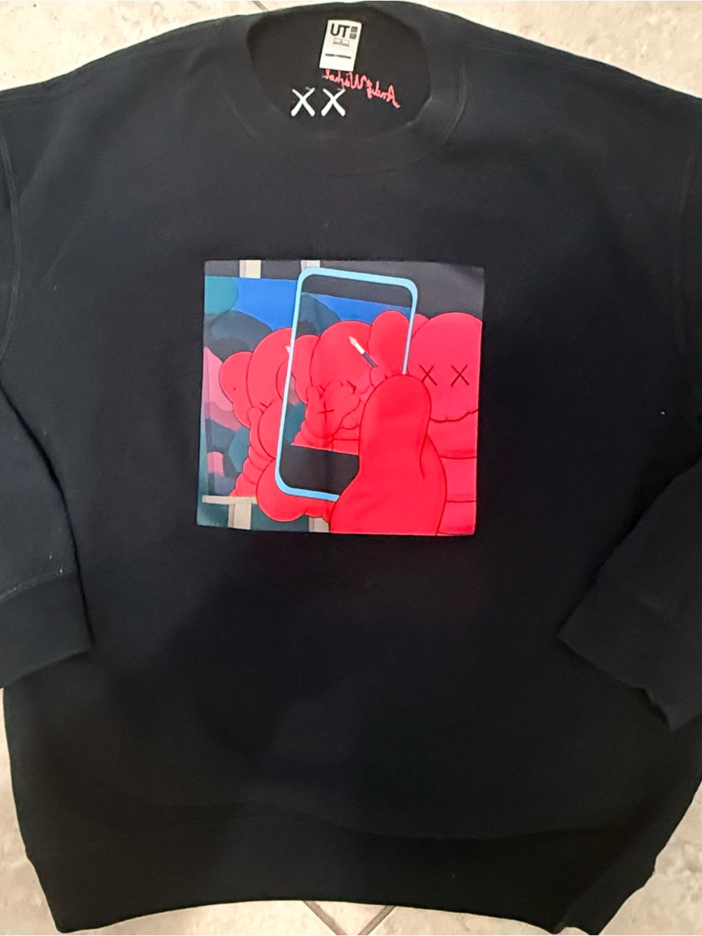 Uniqlo UT KAWS+Warhol Black Graphic Print Sweatshirt Men L